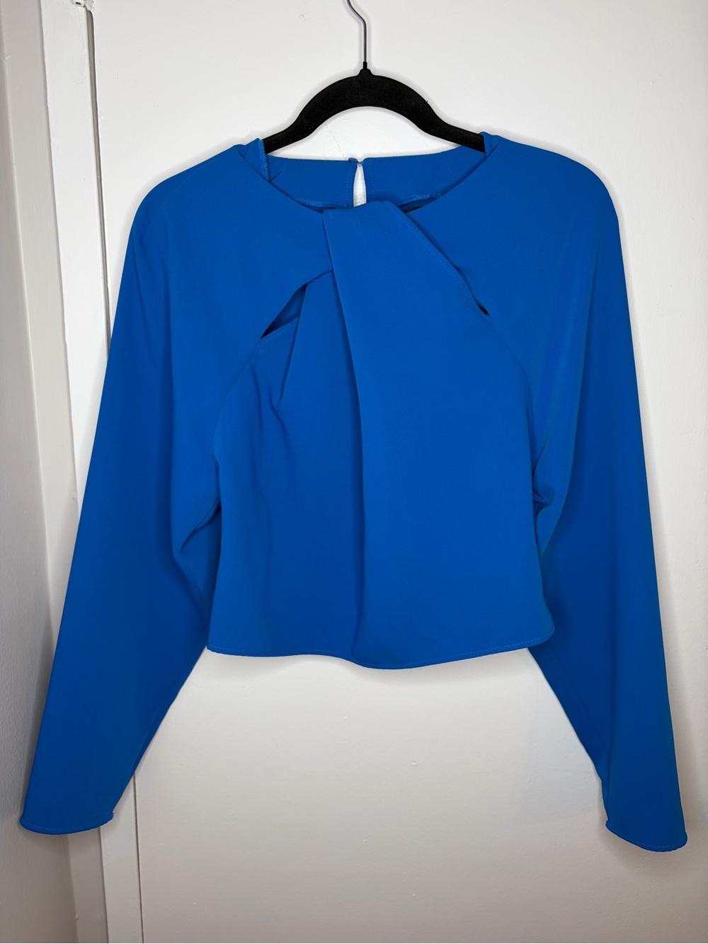 Zara Women's Royal Blue Long Sleeve Twist Front Top